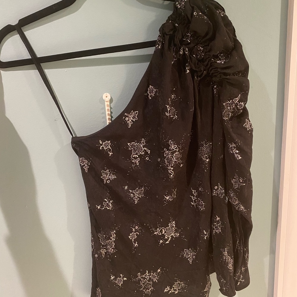 Rebecca Taylor one shoulder top with silver details